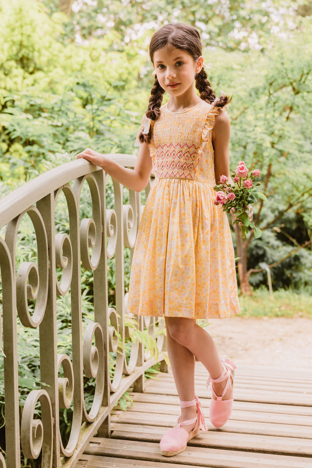 IRIS YELLOW FLORAL SMOCKED DRESS