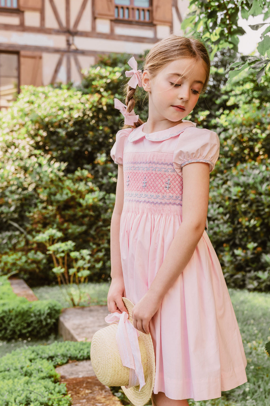 PRINCESS CHARLOTTE HEIRLOOM PINK SMOCKED DRESS