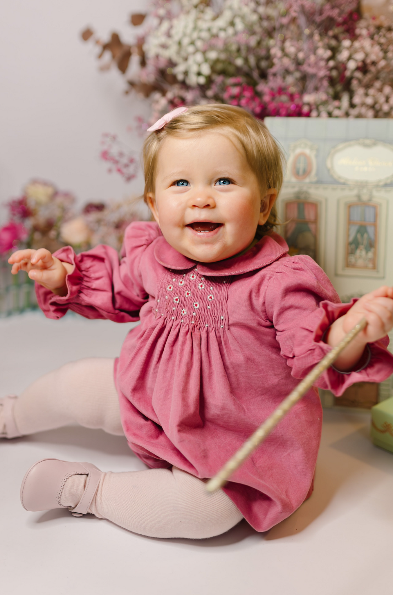 ANGELE PINK CORDUROY LONG SLEEVE BABY SET