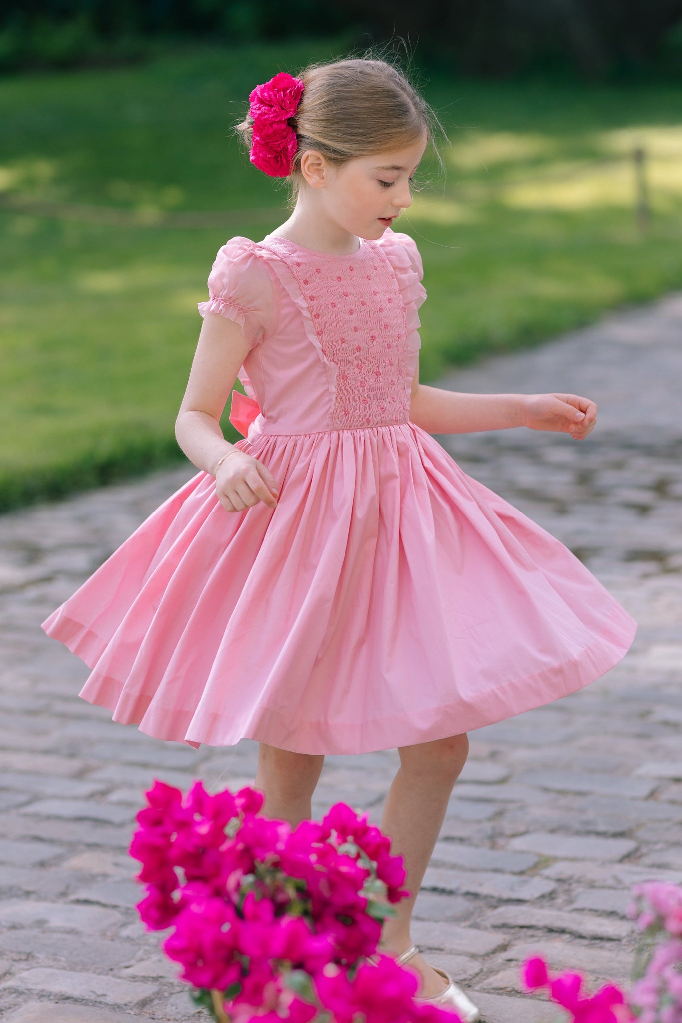 pink organza sleeve dress CAMELIA PINK ORGANZA SLEEVE DRESS