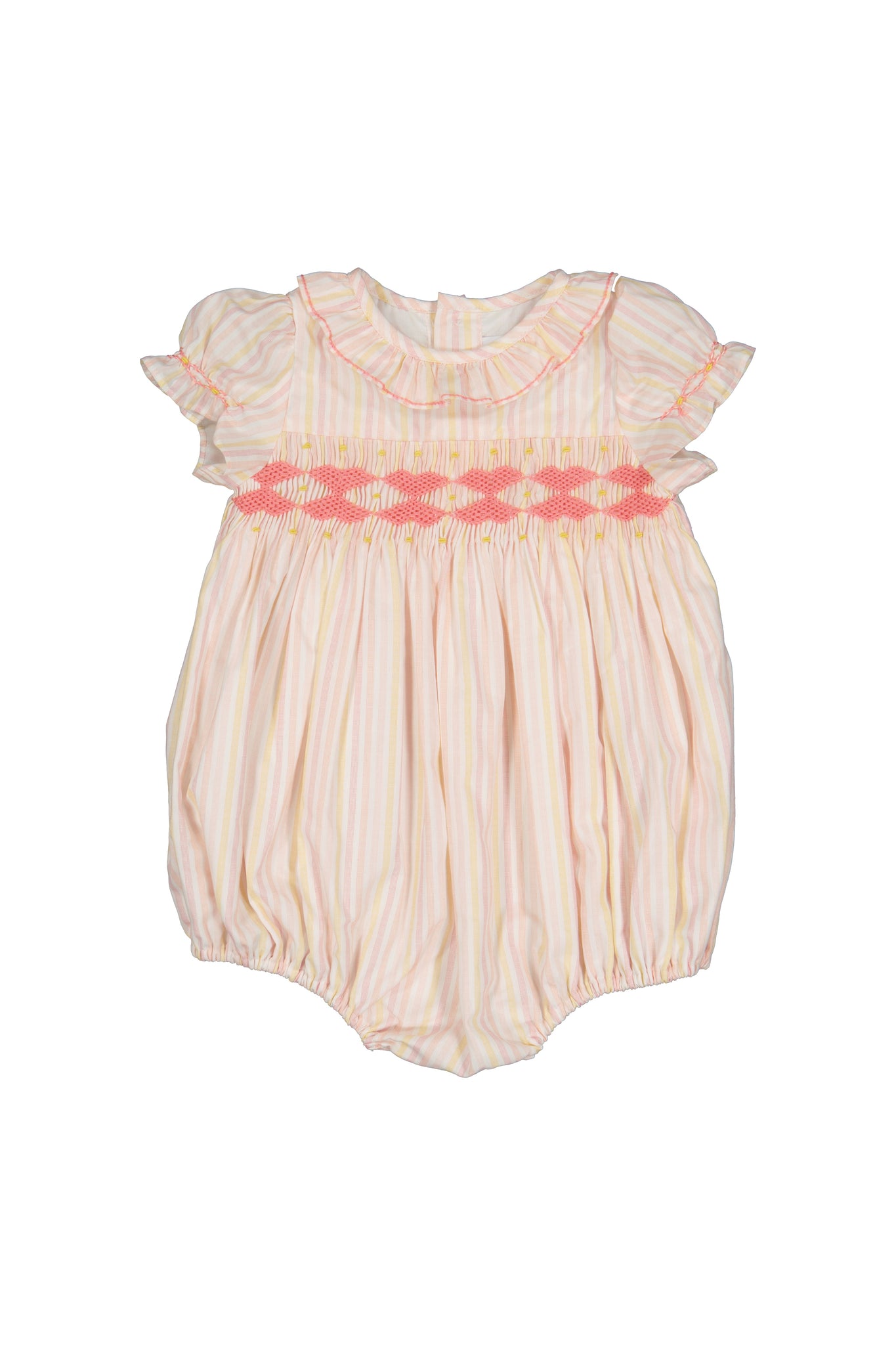 Capucine Barboteuse Rose Jaune Manches Courtes