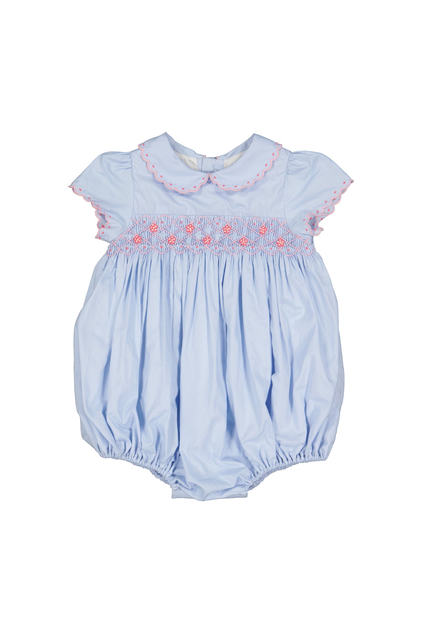 Cassis Blue Short Sleeve Smocked Romper
