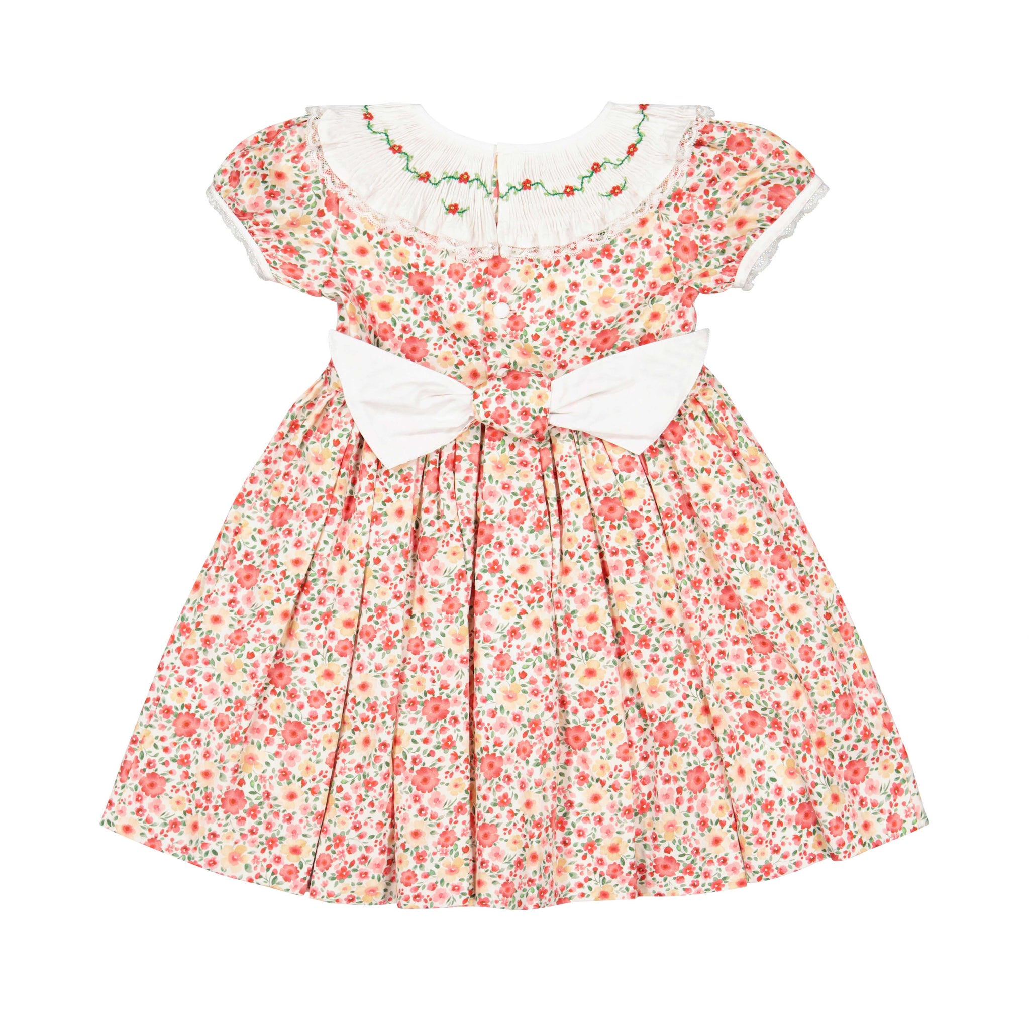 Back of Celestine Red Floral Smocked Dress