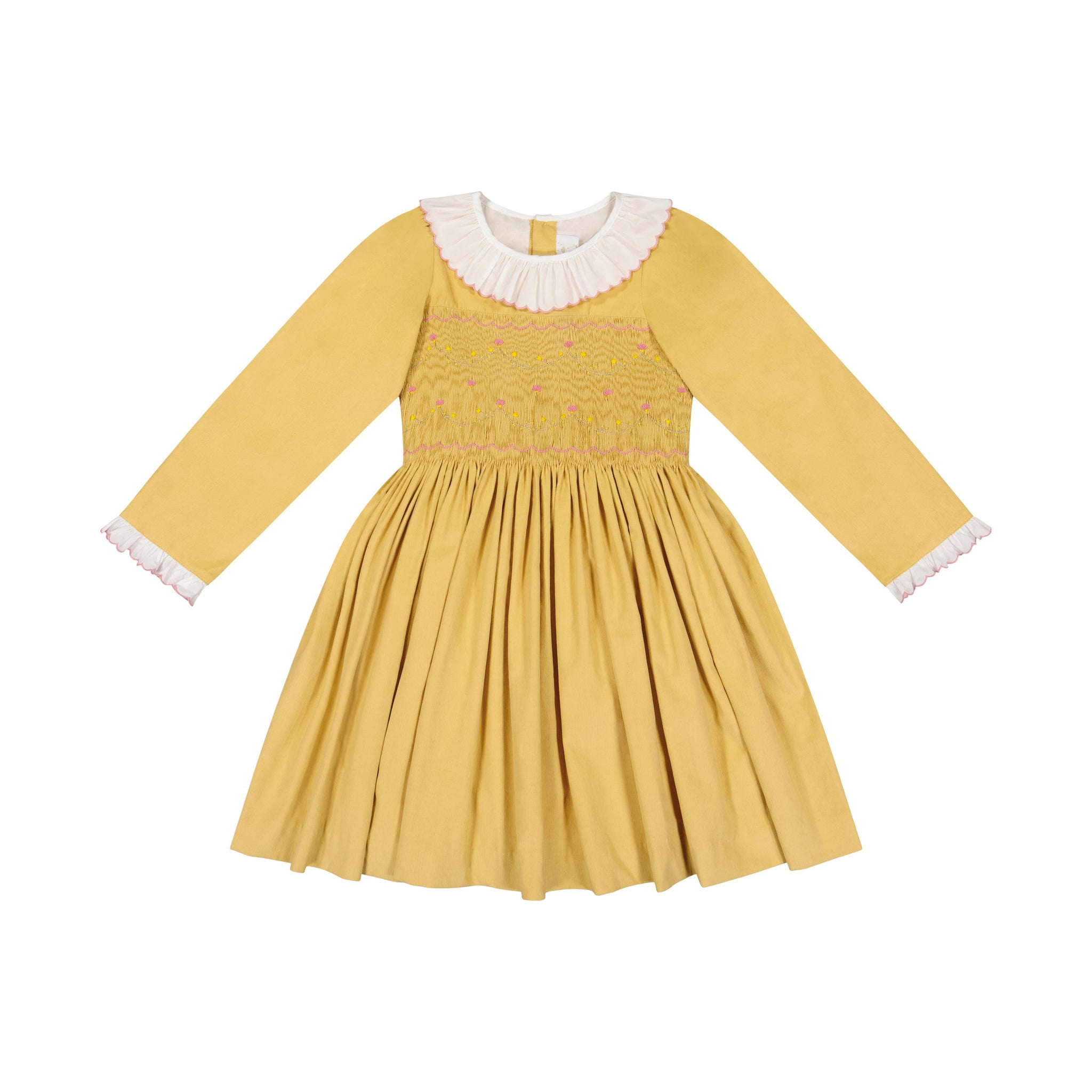 Front of Chiara Yellow Smocked Dress