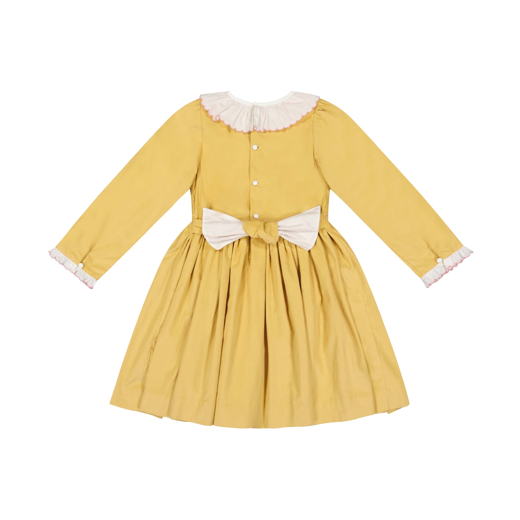 Back of Chiara Yellow Smocked Dress