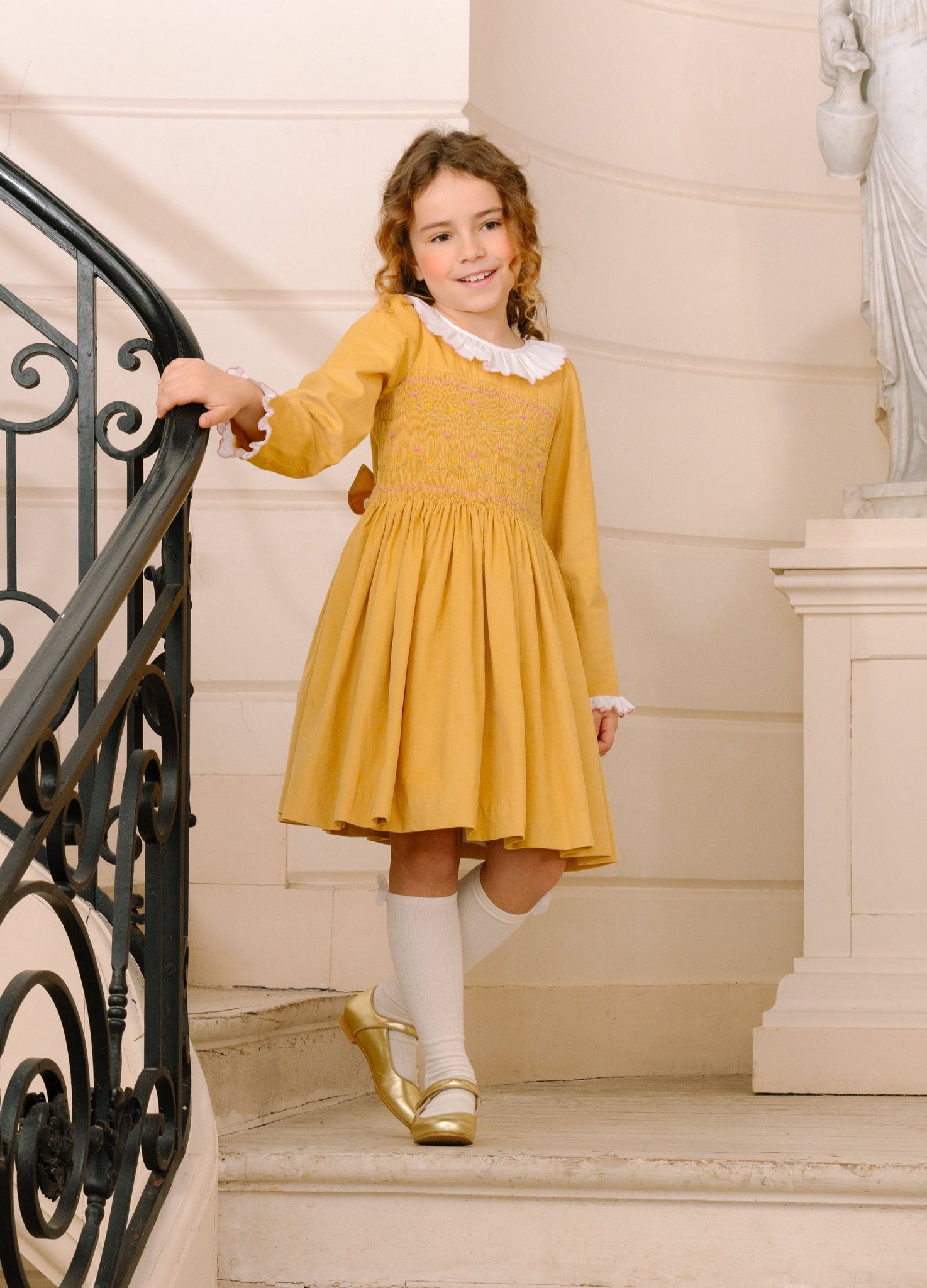 Chiara Yellow Smocked Dress