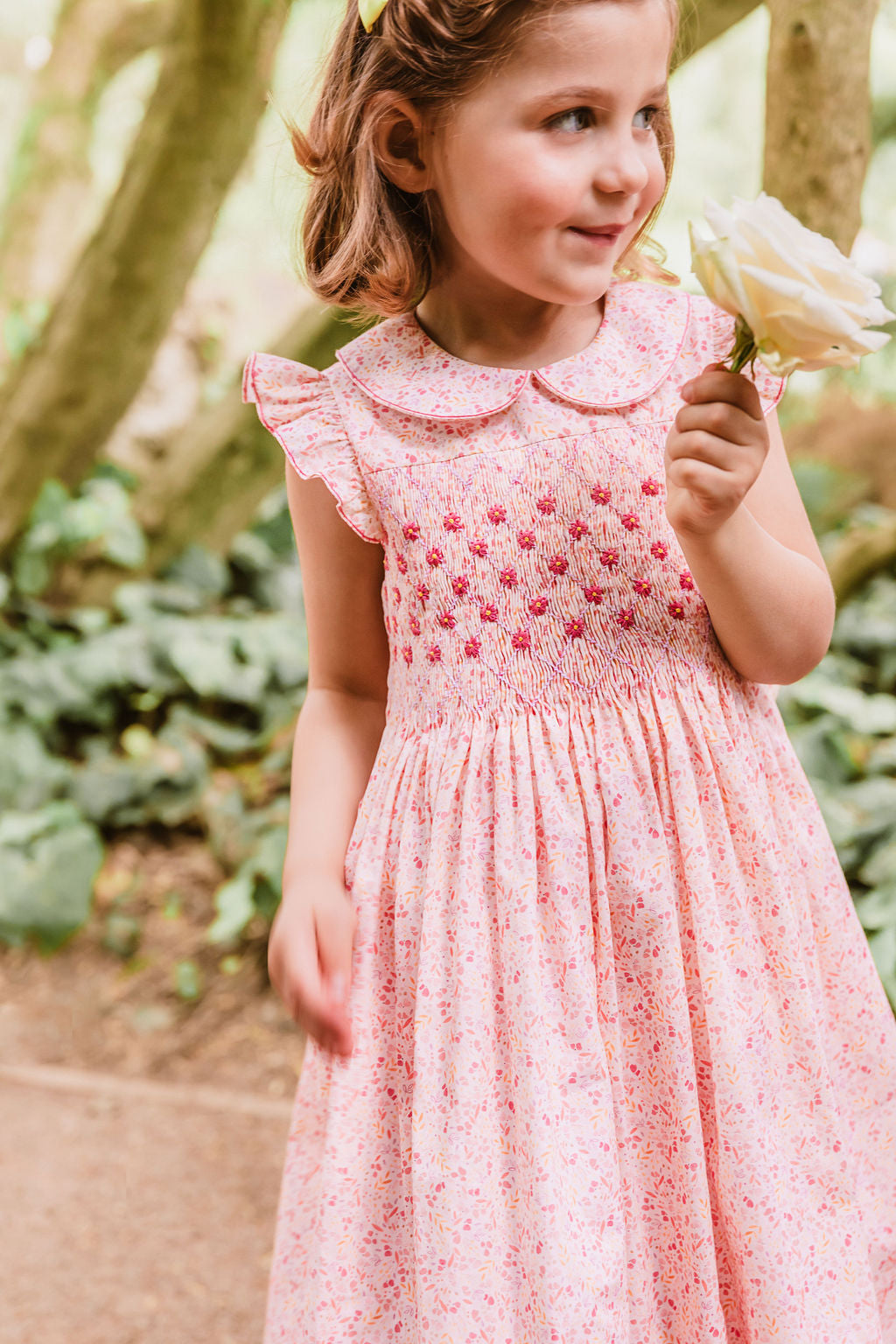 COSMOS PINK FLORAL SMOCKED DRESS