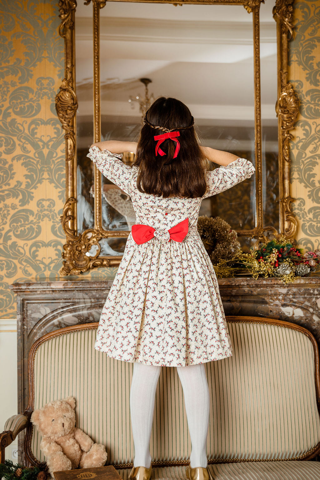 Elizabeth Robe fleurie, smocks et broderie