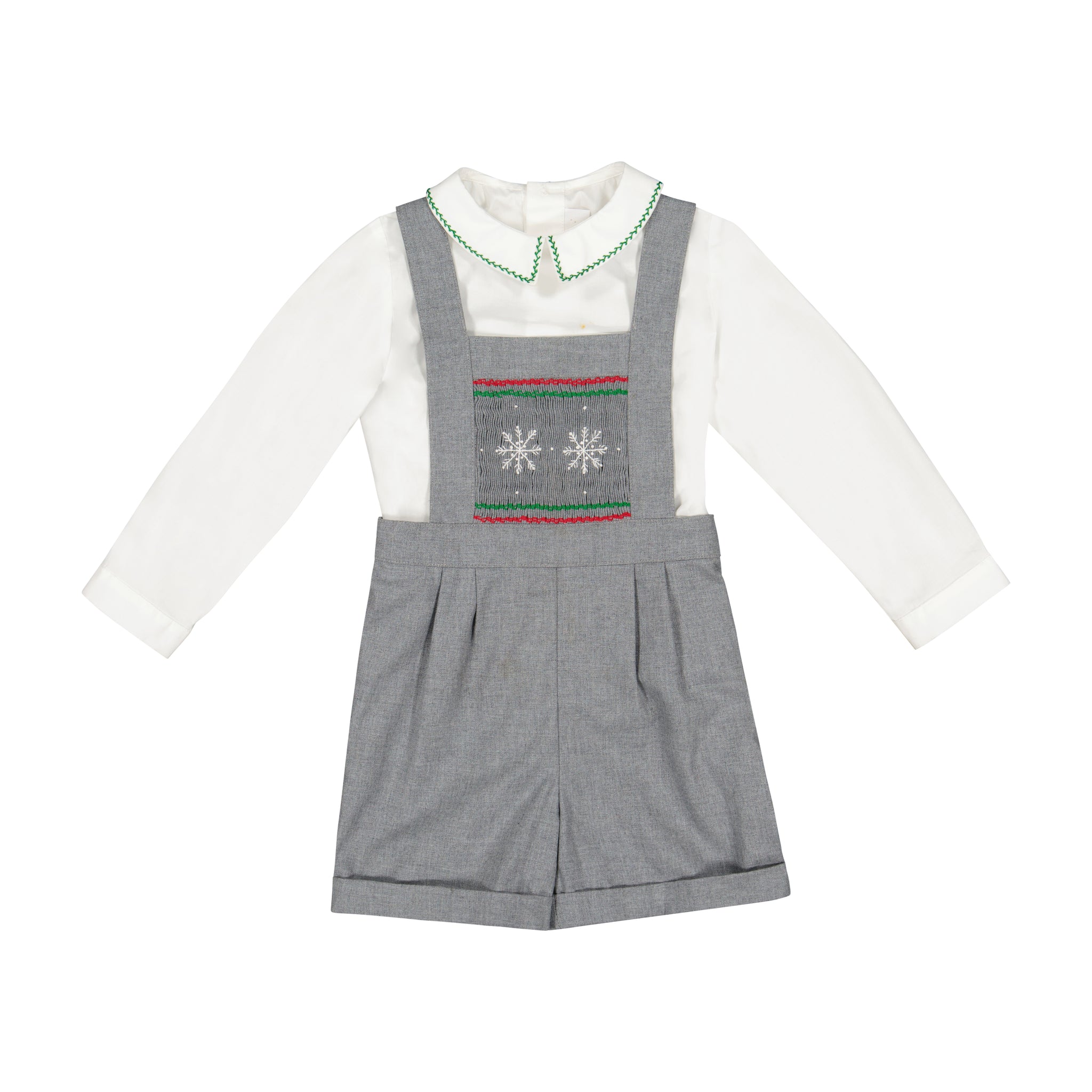 George Salopette Grise En Flanelle & Chemise