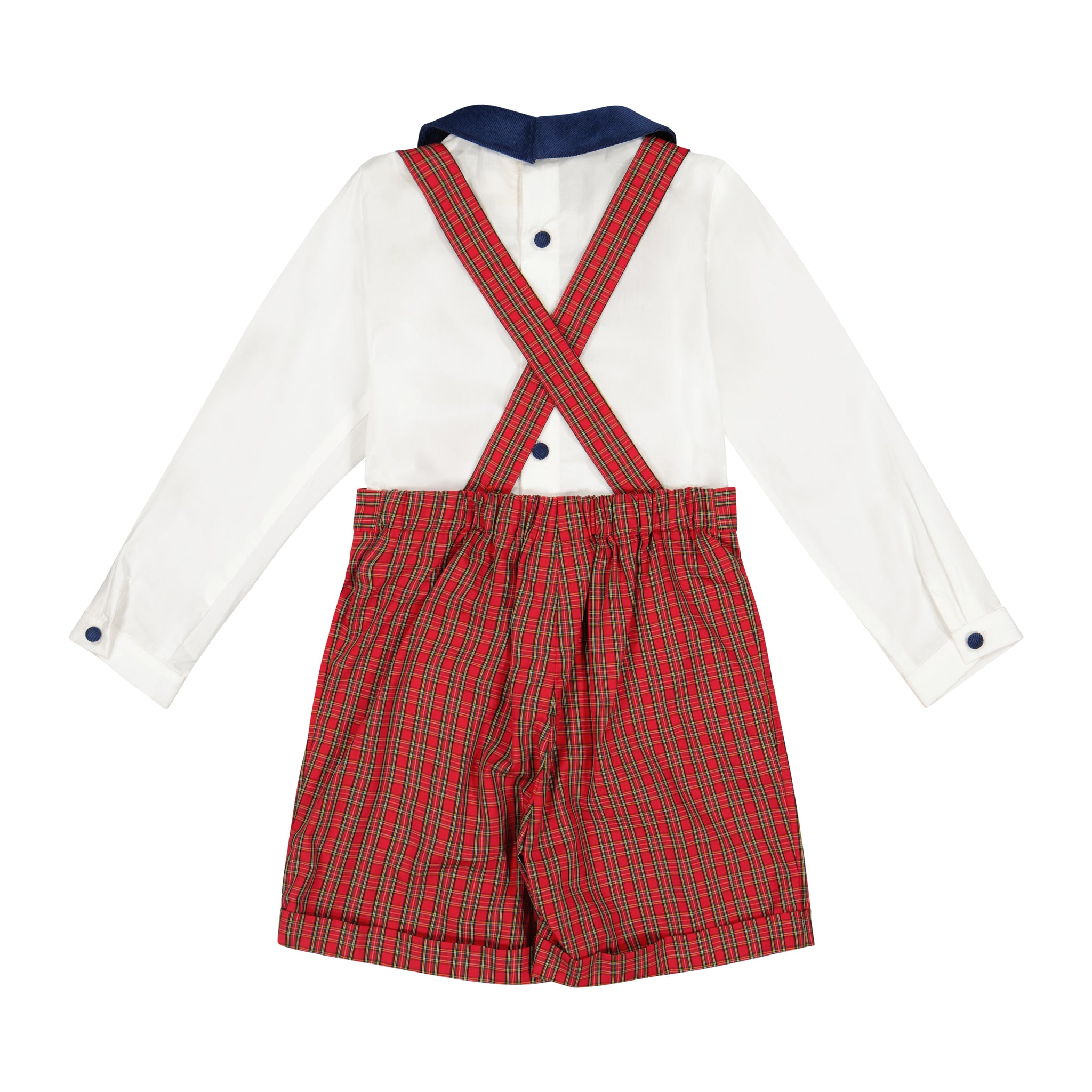 GEORGE - SALOPETTE ECOSSAIS ROUGE & CHEMISE - GARCON