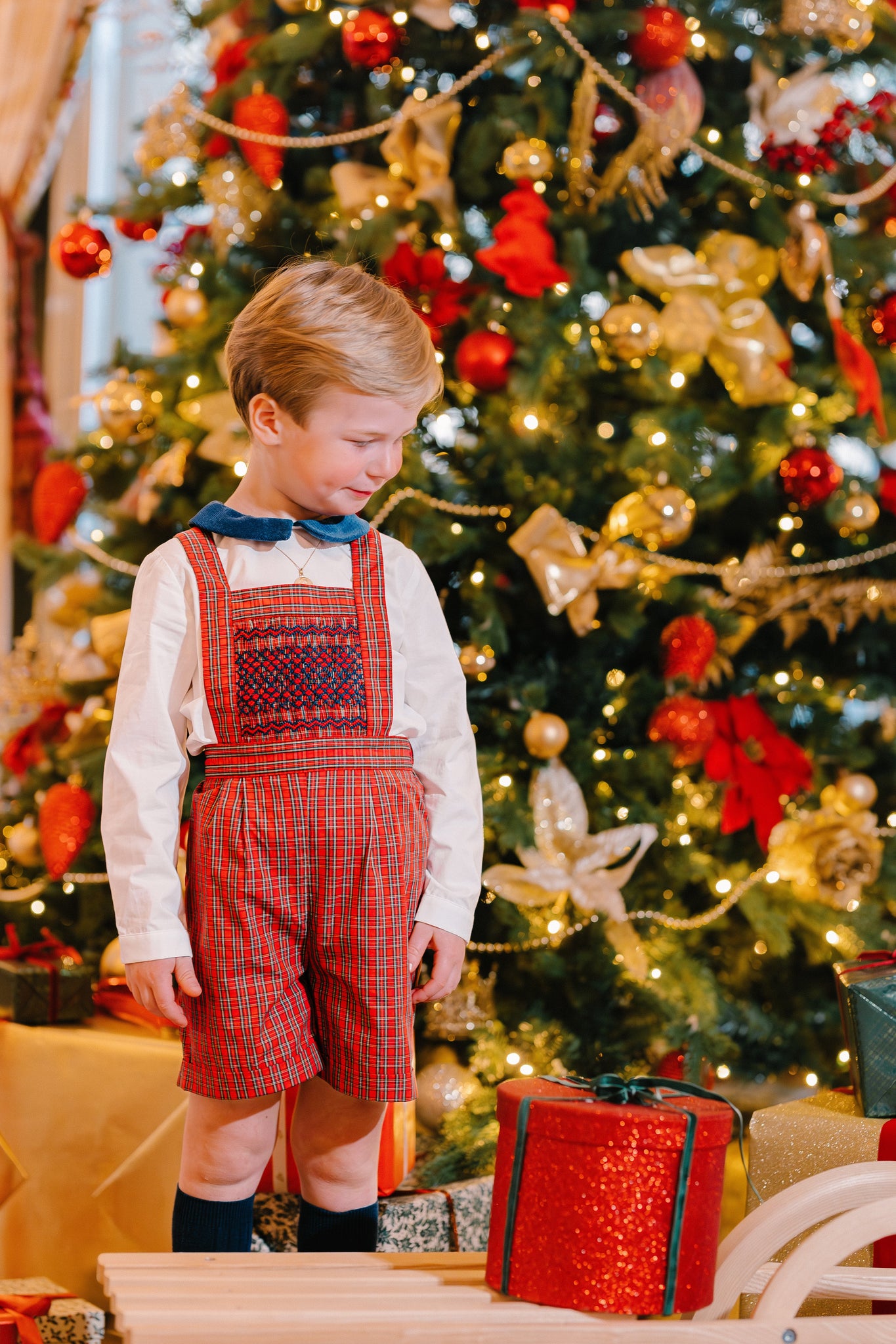 George Red Tartan Overalls & Shirt