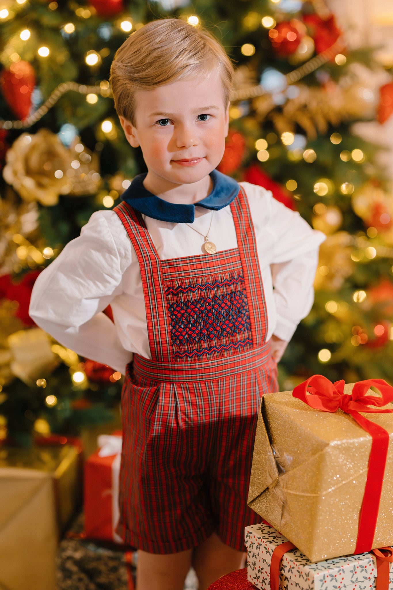 George Red Tartan Overalls & Shirt