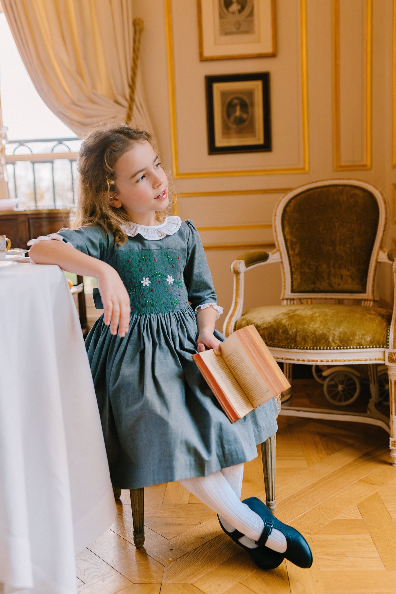 HEIDI GREY WINTER LONG SLEEVE SMOCKED DRESS