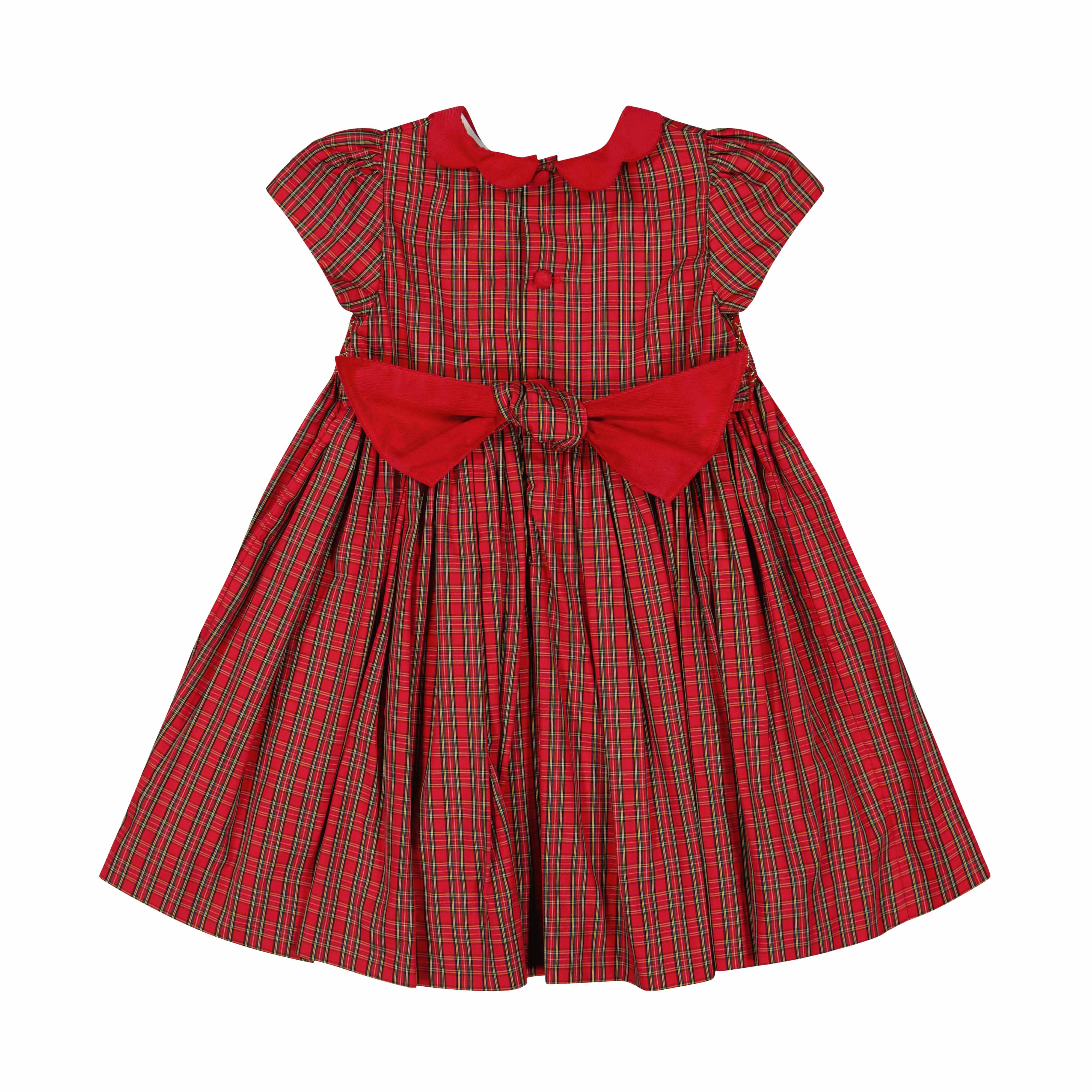ladies red tartan dress Marguerite Smocked Size:16