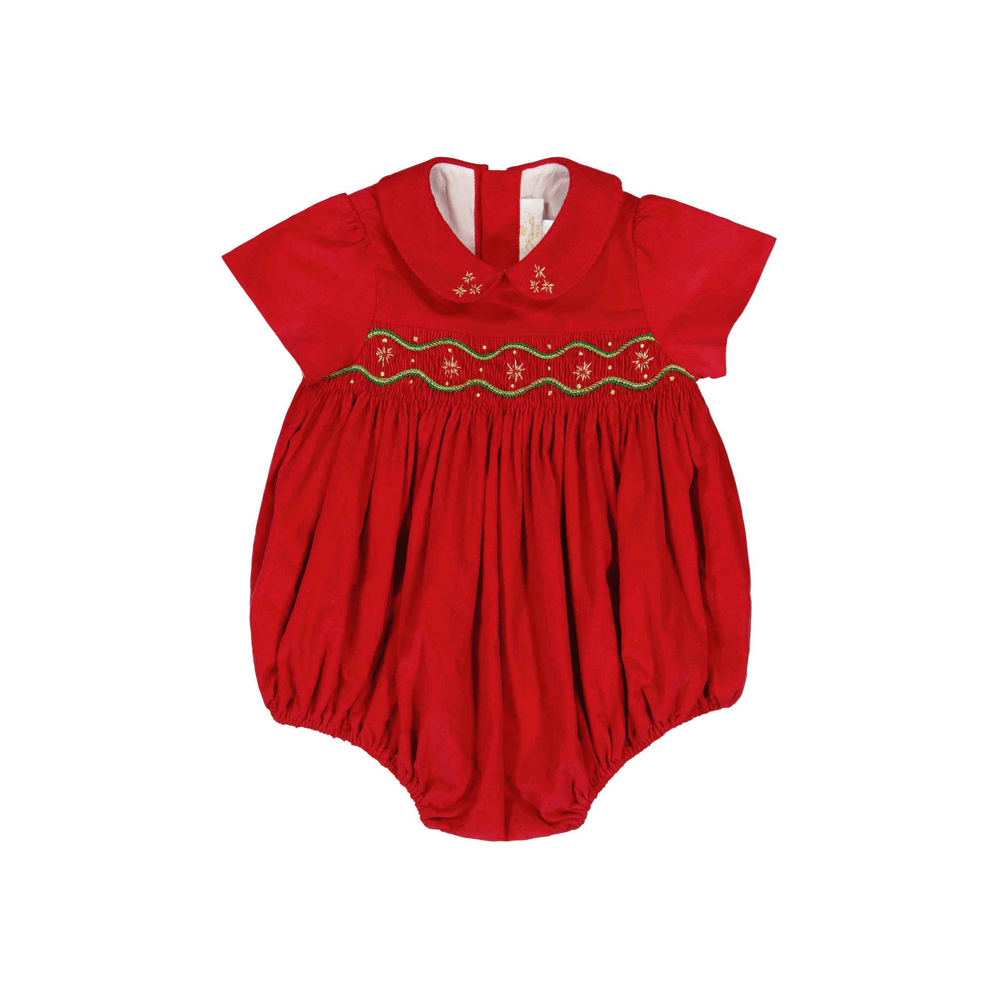 STELLA - ENSEMBLE BEBE MANCHE COURTE EN VELOURS COTELE ROUGE