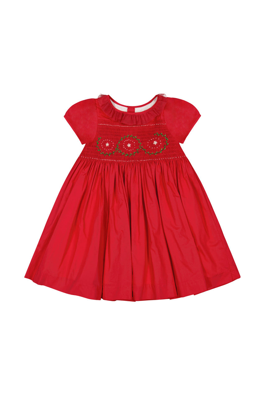 Front of Sofia Red Smocked Dress