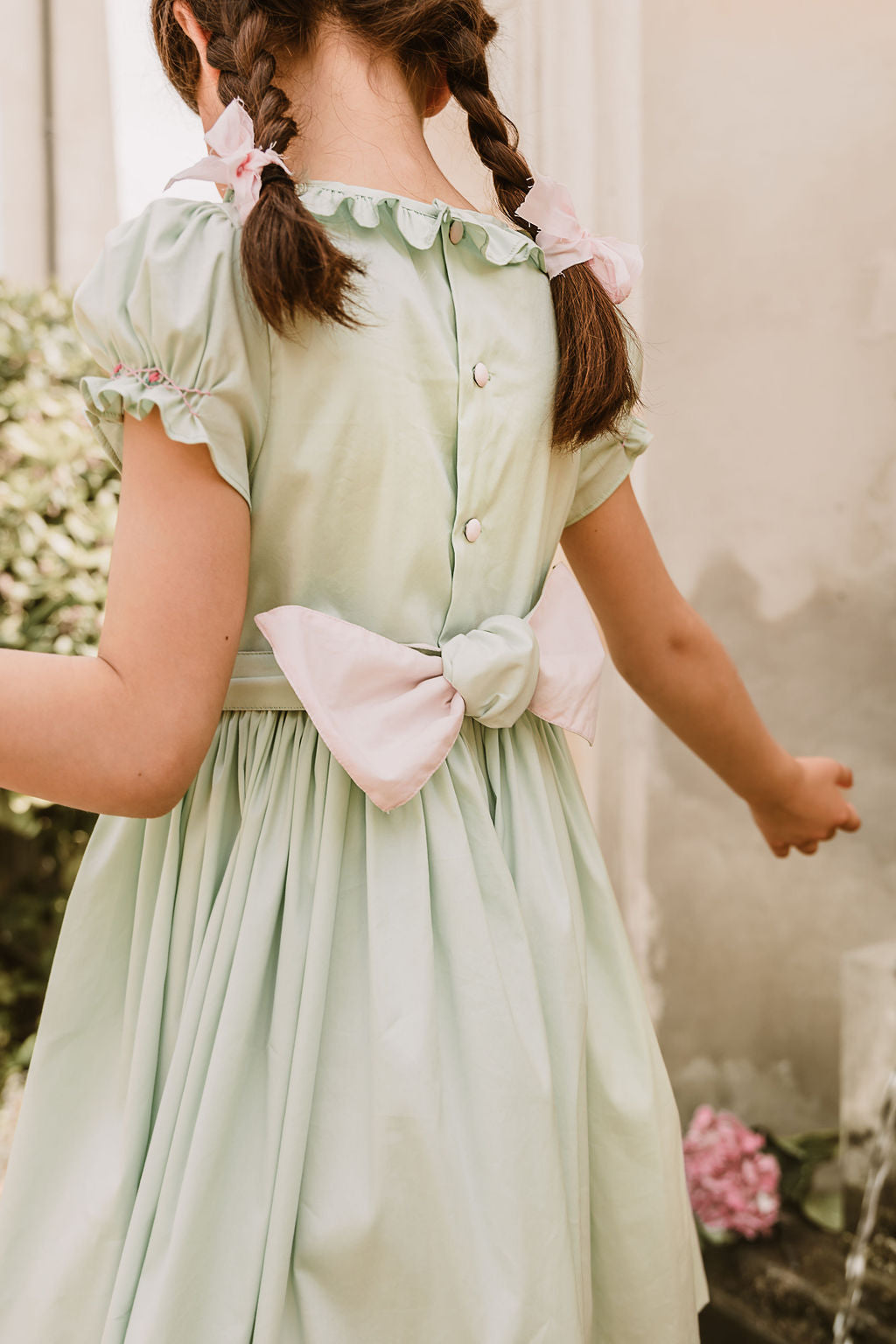 TULIP MINT SMOCKED GIRL DRESS