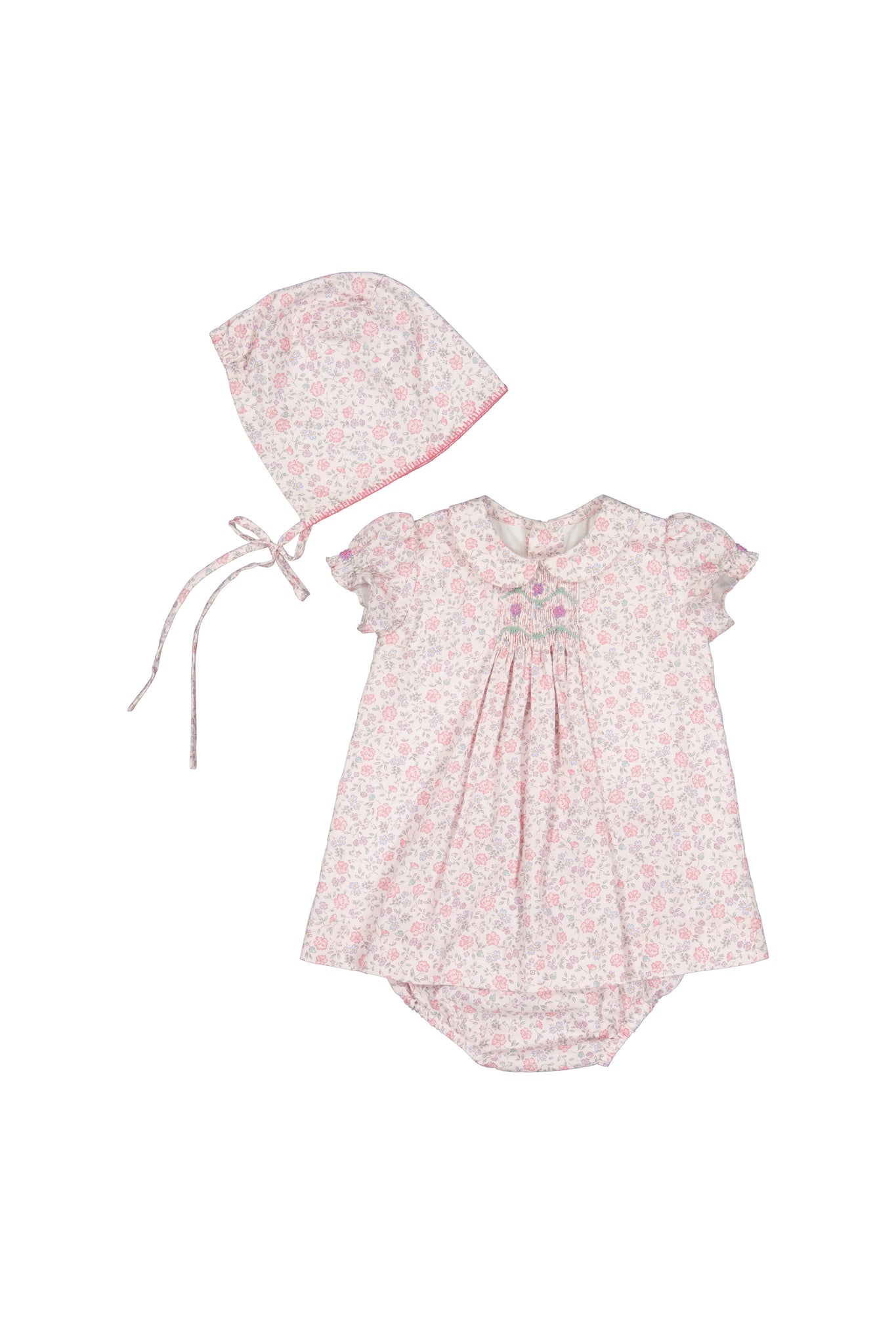 Violette Rose Fleurie Ensemble Bebe manches courtes