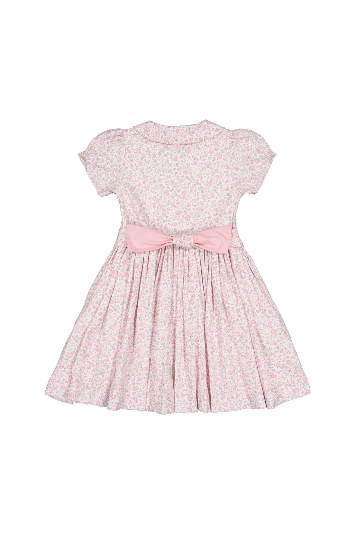 Violette Pink Floral Short Puff Smocked Dress
