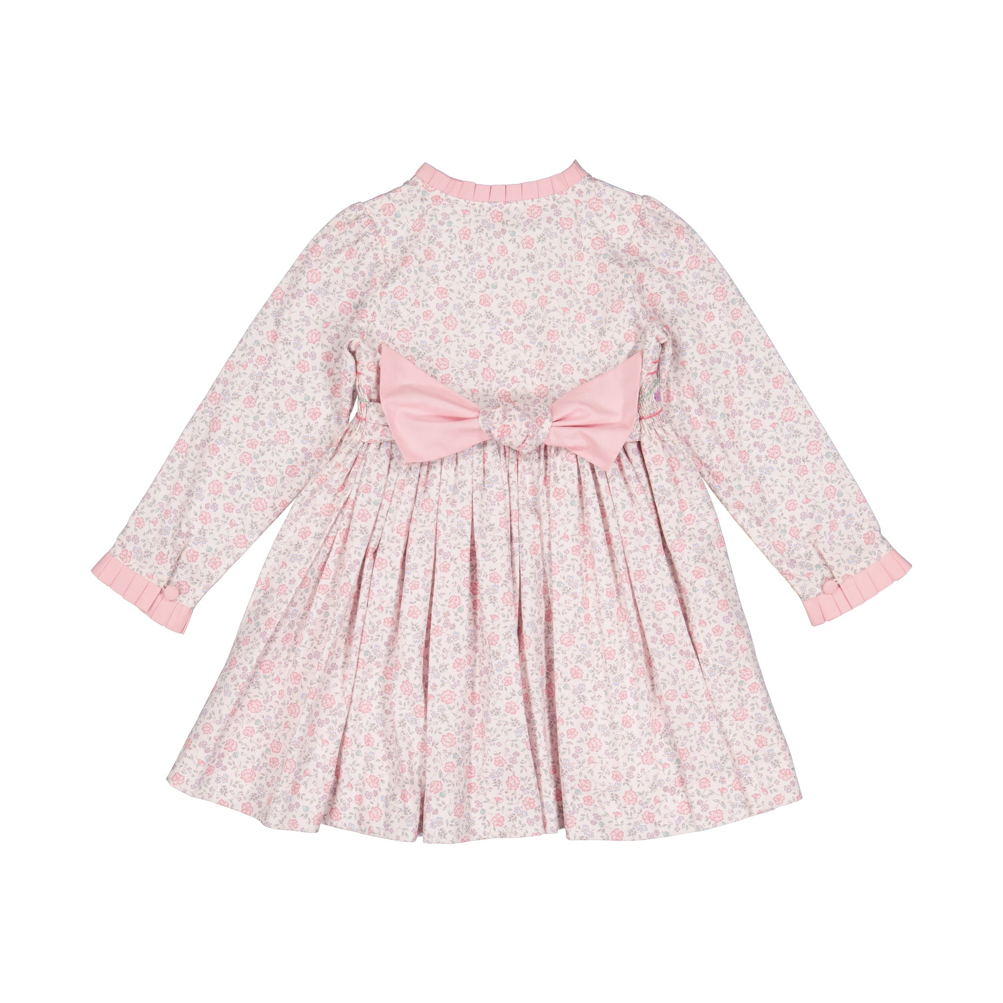 Violette Pink Floral Long Sleeve Smocked Dress