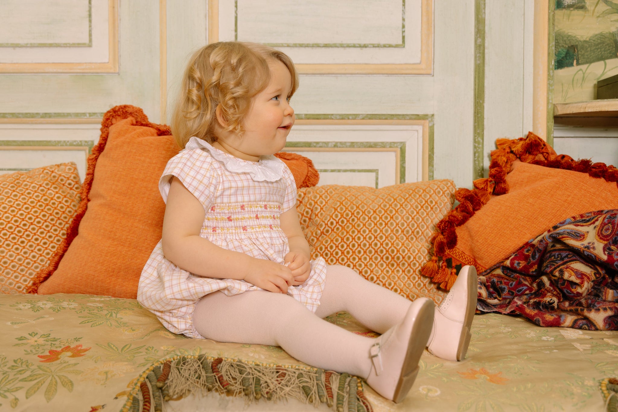 Zita Yellow Tartan Smocked Bubble