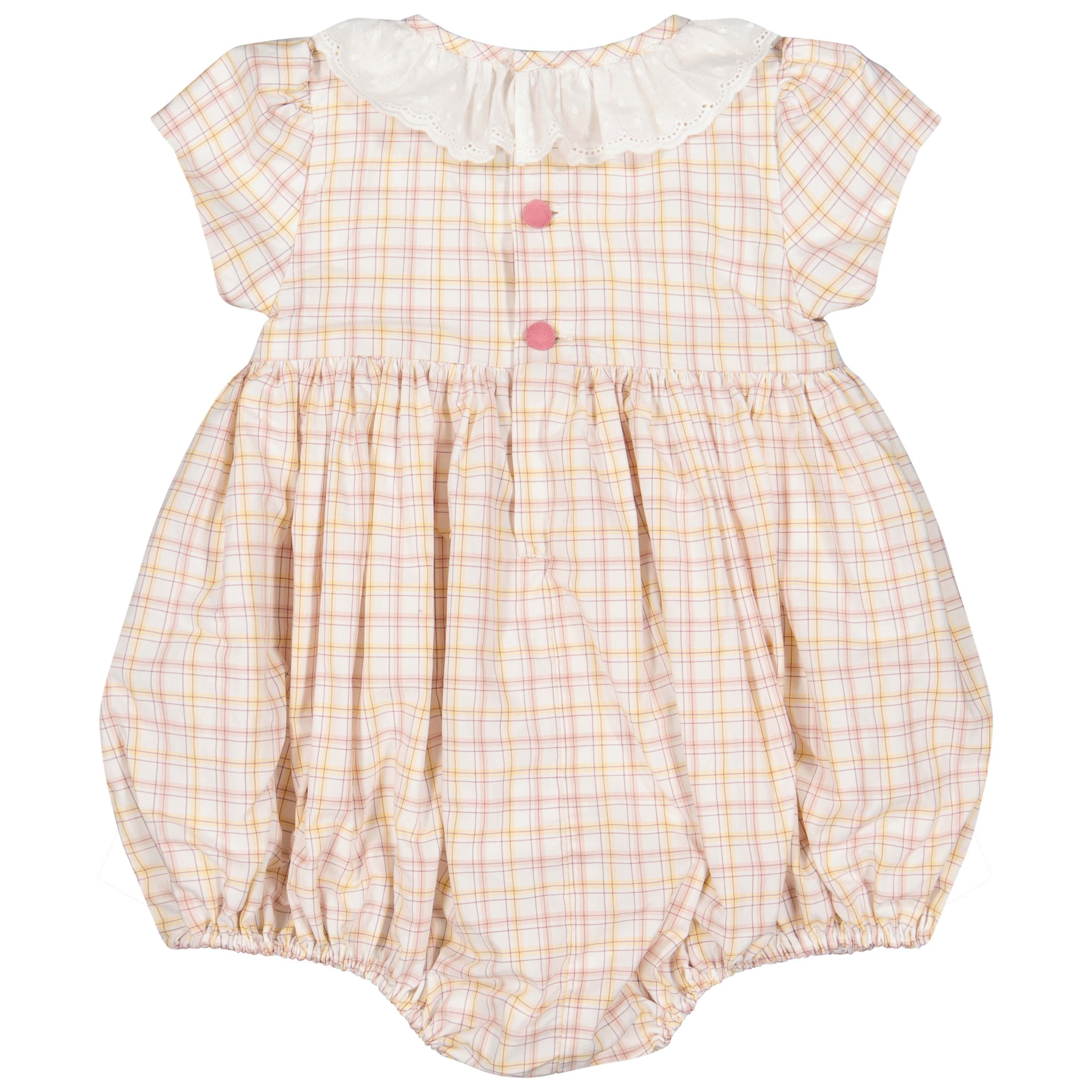 Zita Yellow Tartan Smocked Bubble