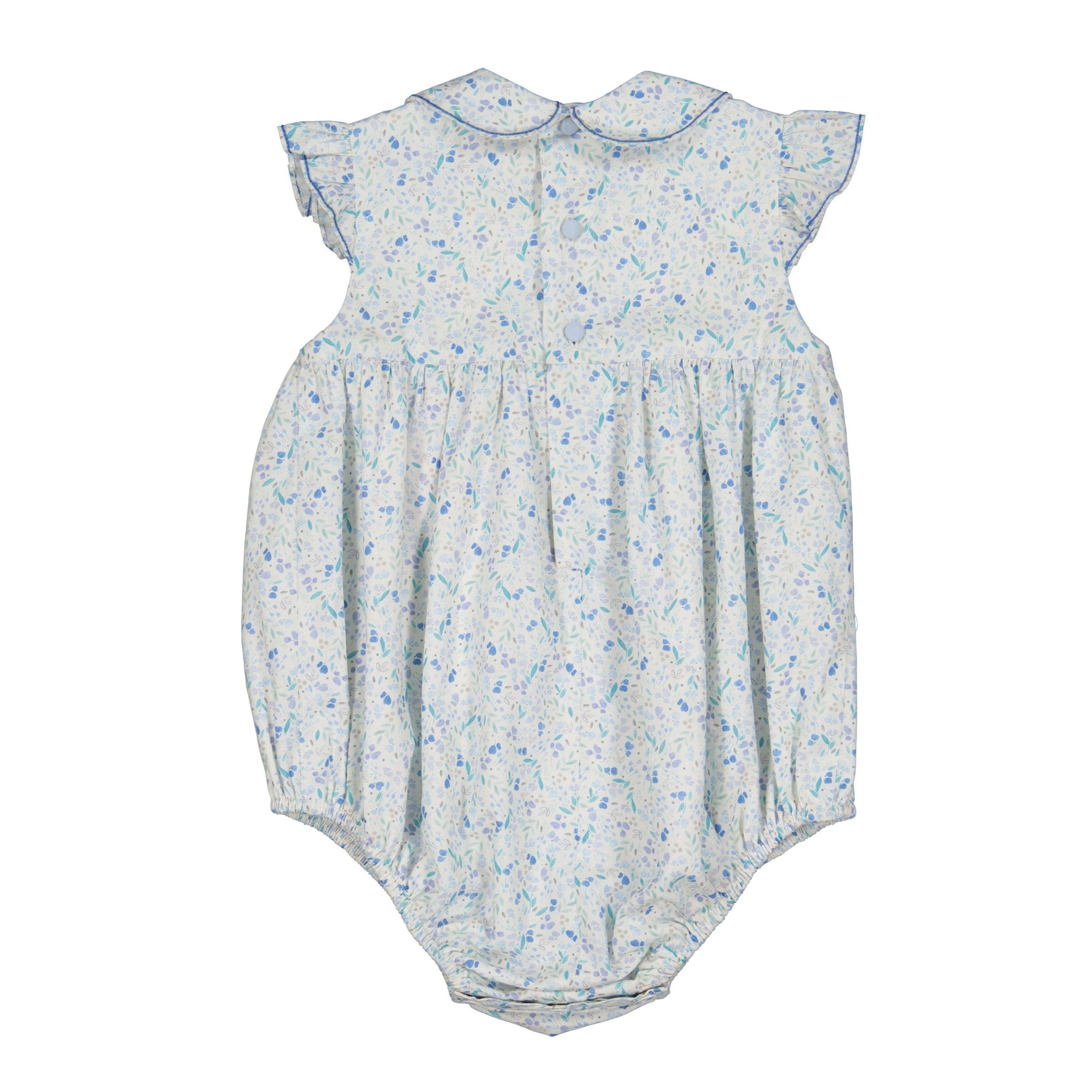 COSMOS BLUE FLORAL SMOCKED BUBBLE